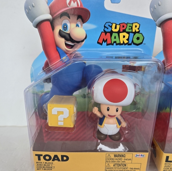 Super Mario Mario Luigi & Toad 4" Inch Figure Jakks Pacific Inc Lot of 2 - Picture 2 of 6